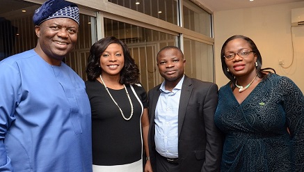 (L-r): Demola Aladekomo, chief host and founding managing director, Chams Plc, Mrs. Juliet Ehimuan-Chiazor, country manager, Google Nigeria,  Professor Sola Aderounmu, president, Nigeria Computer Society (NCS) and Funke Alomo-Oluwa, managing director, Chams Access Limited, at the reception by Chams Group for new NCS president in Lagos recently.